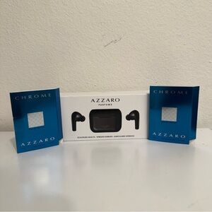 Azzaro Parfums Black Wireless Earbuds & 2 Chrome Azzaro Mini Sprays 0.04 fl oz